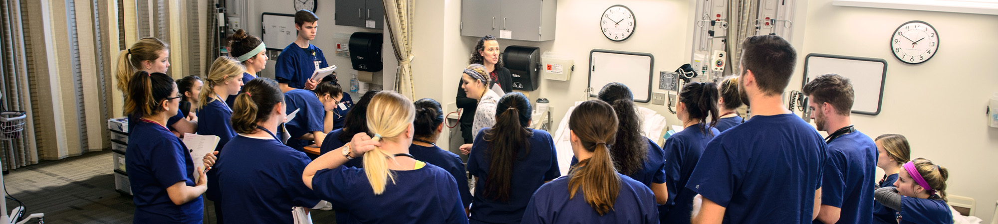 Students in a nursing simulator